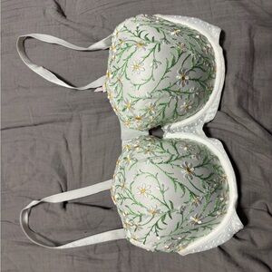 Victoria's Secret White and Green Floral Bra
